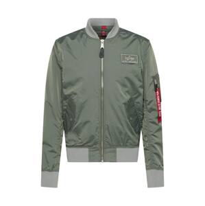 ALPHA INDUSTRIES Prechodná bunda  svetlosivá / kaki / červená / čierna