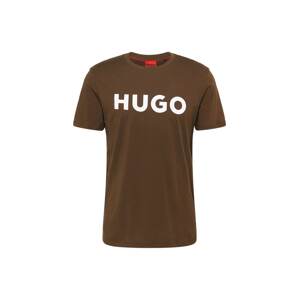 HUGO Red Tričko 'Dulivio'  tmavozelená / biela