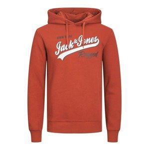 Jack & Jones Plus Mikina  tmavooranžová / čierna / biela