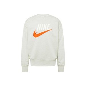 Nike Sportswear Mikina  svetlosivá / tmavooranžová / biela