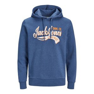 JACK & JONES Mikina  enciánová / tmavooranžová / biela