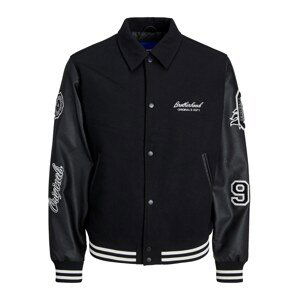 JACK & JONES Prechodná bunda 'VARSITY'  čierna / biela