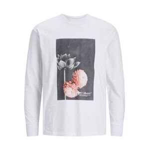 JACK & JONES Tričko 'FLOWER'  rosé / čierna / biela