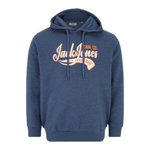 Jack & Jones Plus Mikina  enciánová / tmavooranžová / biela