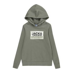 Jack & Jones Junior Mikina 'LOGAN'  olivová / pastelovo zelená / čierna / biela