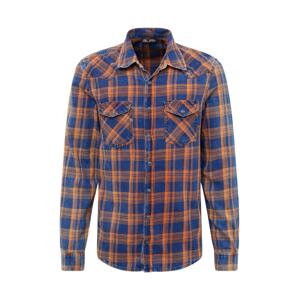 LTB Košeľa 'Rohan'  modrá denim / oranžová