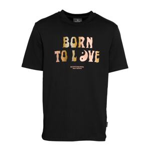 SCOTCH & SODA Tričko 'BORN TO LOVE'  hnedá / čierna