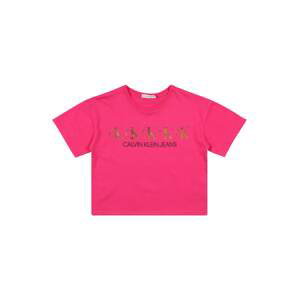 Calvin Klein Jeans Tričko  bronzová / neónovo ružová / čierna