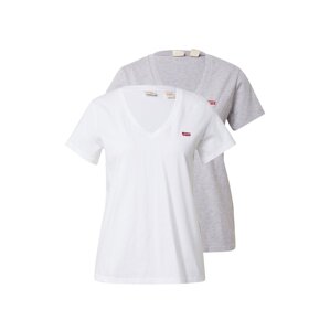 LEVI'S ® Tričko '2Pack Vneck Tee'  sivá melírovaná / biela