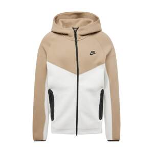 Nike Sportswear Tepláková bunda 'TCH FLC'  tmavobéžová / čierna / šedobiela