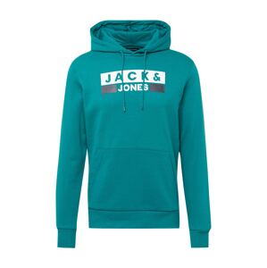 JACK & JONES Mikina  tmavosivá / petrolejová / biela