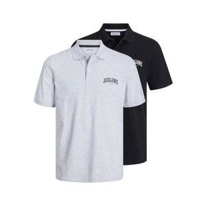 JACK & JONES Tričko 'Josh'  sivá melírovaná / čierna