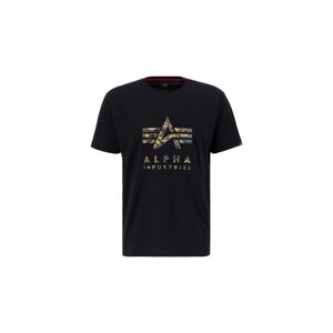 ALPHA INDUSTRIES Tričko 'Camo PP T'  hnedá / kaki / zelená melírovaná / čierna