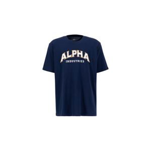 ALPHA INDUSTRIES Tričko 'College T'  námornícka modrá / biela