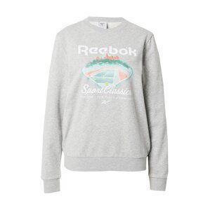 Reebok Športová mikina  sivá / zelená / melónová / biela