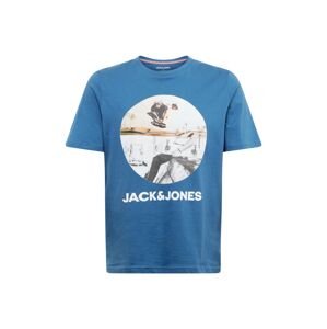 JACK & JONES Tričko 'JJNavin'  zafírová / sivá / zelená melírovaná / biela