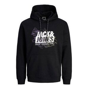 JACK & JONES Mikina 'Map'  žltá / svetlofialová / čierna / biela