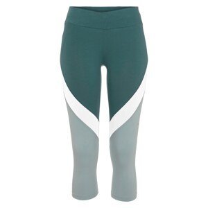 LASCANA ACTIVE Športové nohavice  smaragdová / pastelovo zelená / biela