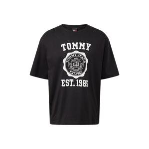 Tommy Jeans Tričko  čierna / šedobiela