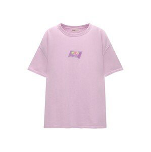Pull&Bear Tričko  svetlozelená / pastelovo fialová / tmavofialová / svetloružová