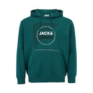 Jack & Jones Plus Mikina 'RALF'  tmavozelená / biela