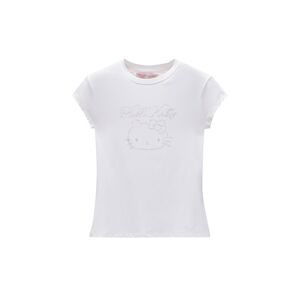 Pull&Bear Tričko 'HELLO KITTY'  strieborná / biela