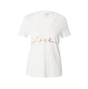 VERO MODA Tričko 'LOVE'  zlatá / biela