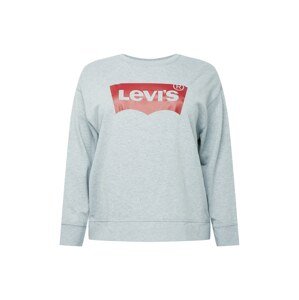 Levi's® Plus Mikina 'PL GRAPHIC STANDARD CREW GREYS'  sivá melírovaná / červená