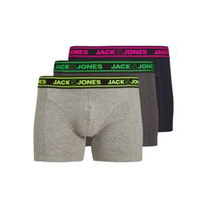 JACK & JONES Boxerky 'JACEthan'  námornícka modrá / tmavosivá / sivá melírovaná / fuksia