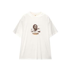 Pull&Bear Tričko 'BOB MARLEY'  čokoládová / tmavooranžová / biela