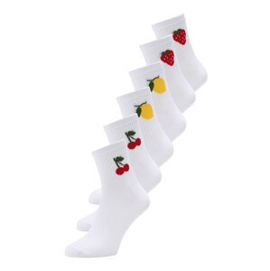 PIECES Ponožky 'PCSANNI'  žltá / tmavozelená / červená / biela