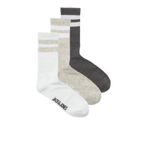 JACK & JONES Ponožky 'JJTRAVIS'  antracitová / svetlosivá / čierna / biela