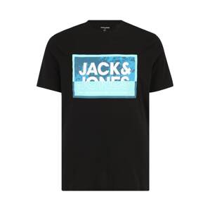 Jack & Jones Plus Tričko 'JCOLOGAN'  vodová / tmavomodrá / čierna