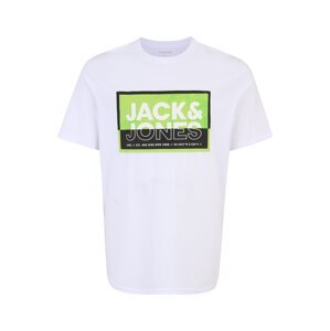 Jack & Jones Plus Tričko 'JCOLOGAN'  zelená / čierna / biela