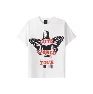 Bershka Tričko 'OLIVIA RODRIGO'  červená / čierna / šedobiela