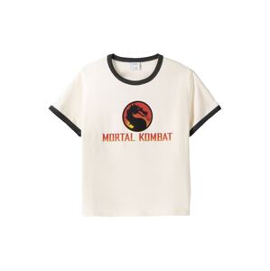 Bershka Tričko 'MORTAL KOMBAT'  svetlobéžová / žltá / červená / čierna