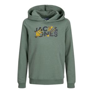 Jack & Jones Junior Mikina 'JJSTYD'  žltá / tmavozelená / čierna