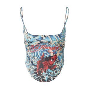 Ed Hardy Korzet 'KOI WAVE'  nebesky modrá / brokátová / tmavočervená / čierna