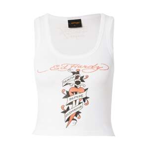 Ed Hardy Top 'DEATH BEFORE'  červená / čierna / biela