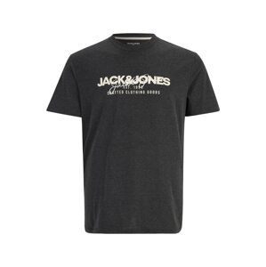 Jack & Jones Plus Tričko 'JJALVIS'  béžová / čierna melírovaná / biela