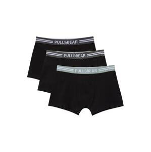 Pull&Bear Boxerky  tmavosivá / nefritová / čierna / biela