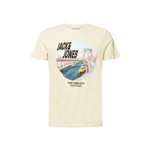 JACK & JONES Tričko  modrá / svetlohnedá / žltá / čierna