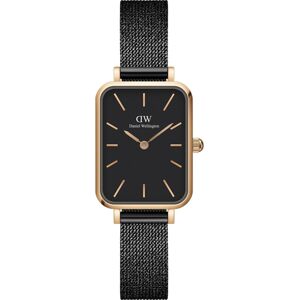 Daniel Wellington Analógové hodinky 'Quadro Pressed Ashfield RG Black'  zlatá / čierna