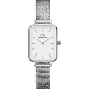 Daniel Wellington Analógové hodinky 'Quadro Pressed Sterling S White'  strieborná / biela