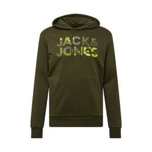 JACK & JONES Mikina 'SOLDIER'  kaki / olivová / neónovo zelená