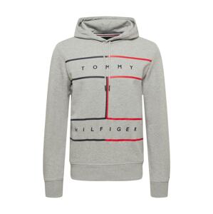 TOMMY HILFIGER Mikina  námornícka modrá / sivá melírovaná / červená