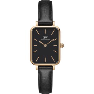 Daniel Wellington Analógové hodinky 'Quadro Pressed Sheffield RG Black'  zlatá / čierna