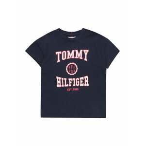 TOMMY HILFIGER Tričko 'Varsity'  námornícka modrá / pastelovo ružová / červená