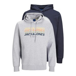 JACK & JONES Mikina 'Brady'  tmavomodrá / žltá / sivá melírovaná / oranžová / biela