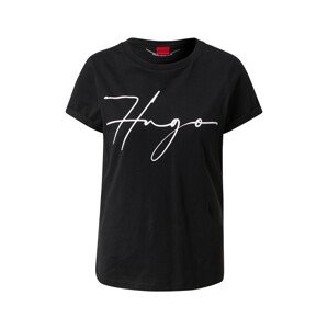 HUGO Red Tričko 'The Slim Tee 17'  čierna / biela